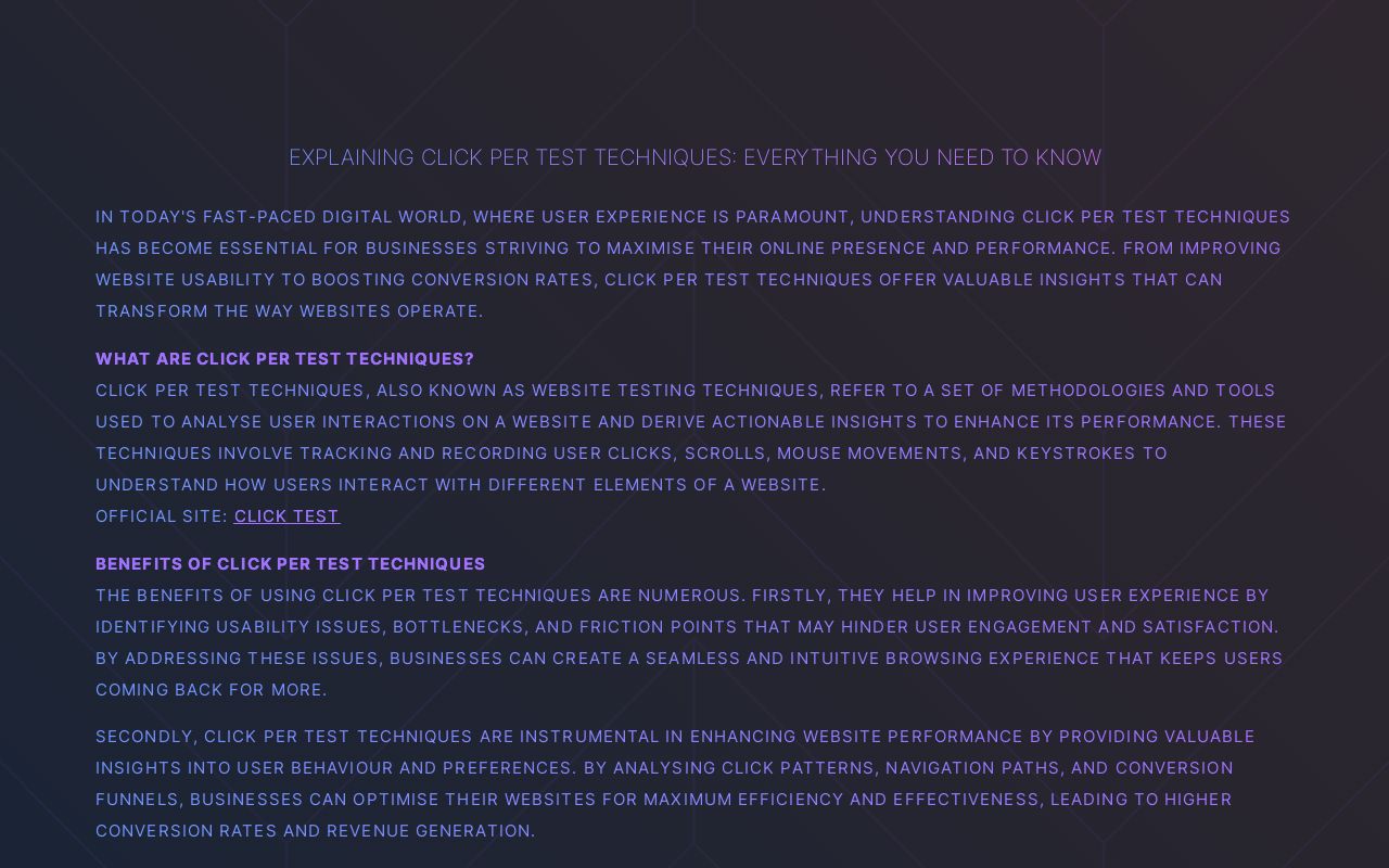 Explaining Click Per Test Techniques: Everything You Need to Know